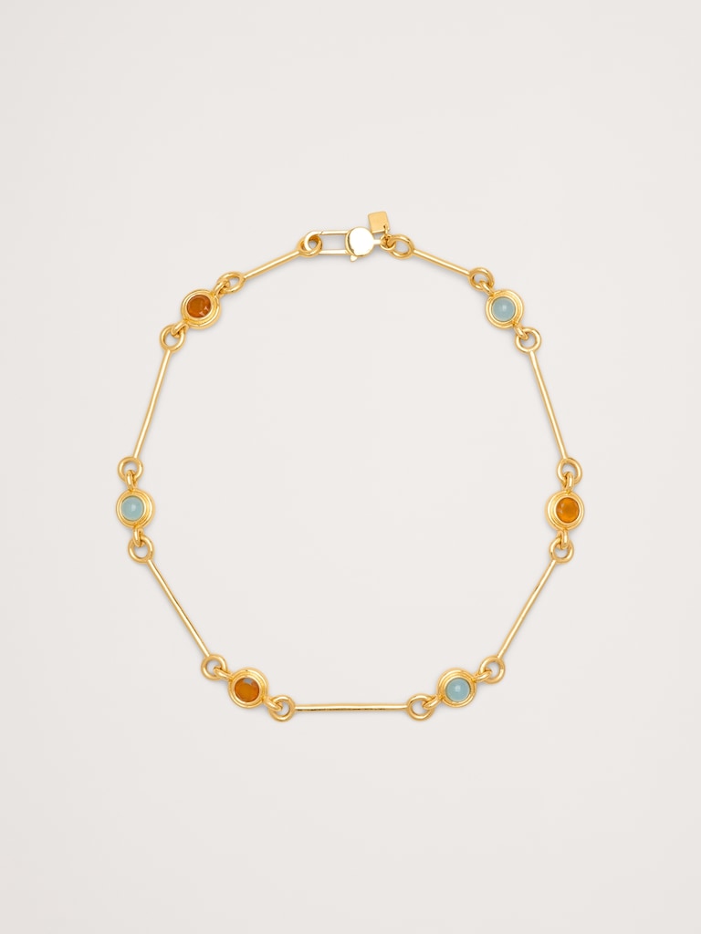 Circle Stone Link Necklace