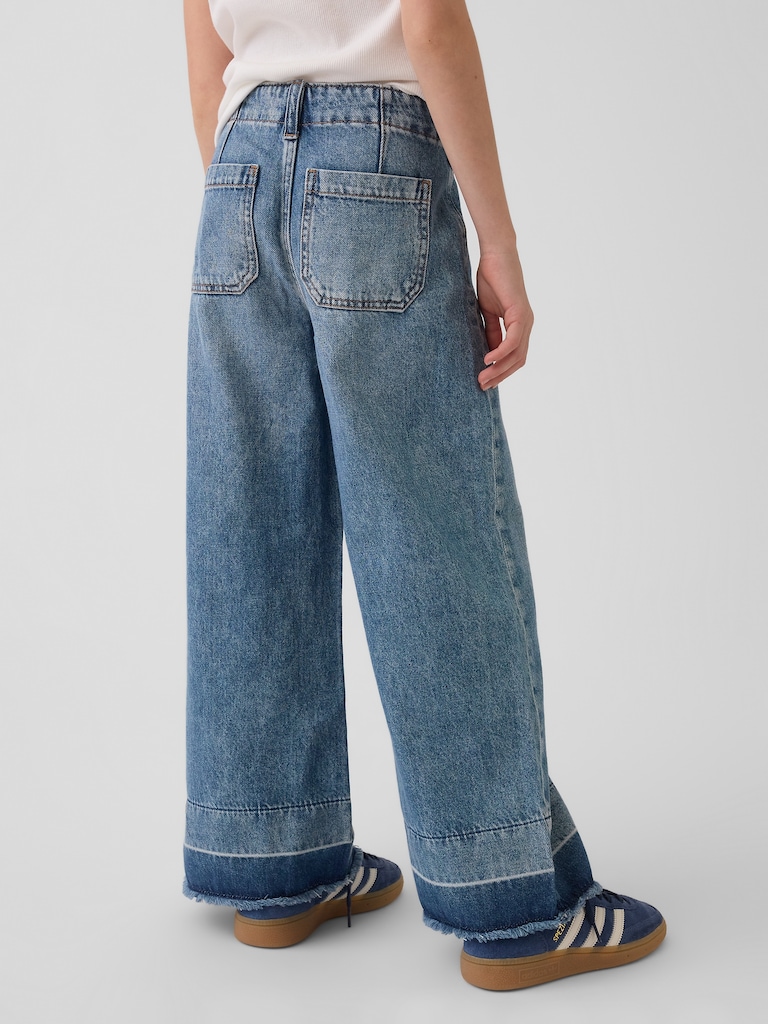 Kids High Rise Stride Wide-Leg Ankle Jeans