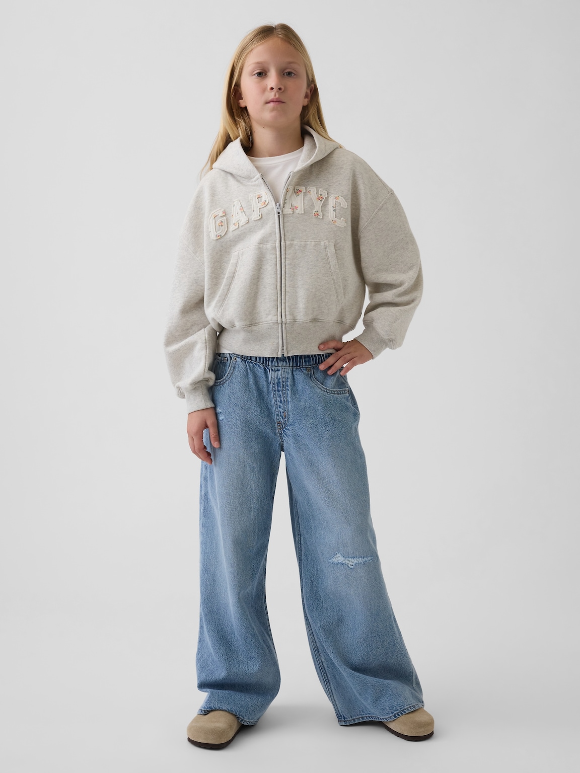 Kids VintageSoft Oversized Logo Zip Hoodie