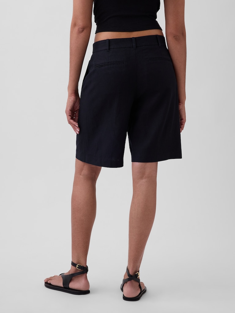 9" Low Rise Linen-Blend Trouser Shorts