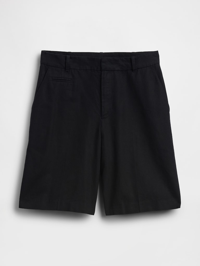 9" Low Rise Linen-Blend Trouser Shorts