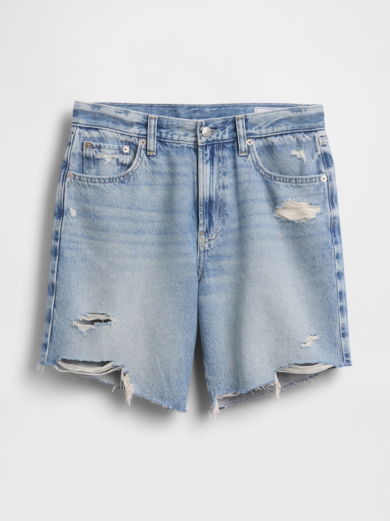 Mid Rise Loose Denim Bermuda Shorts