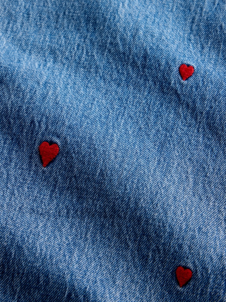 Mid Rise Relaxed Embroidered Straight Jeans