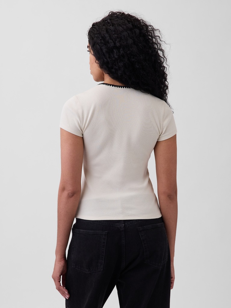 Modern Rib Button-Front Crew T-Shirt