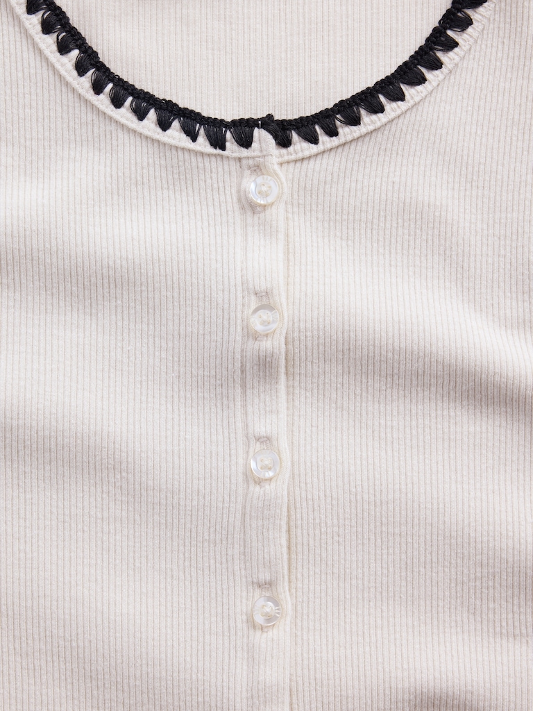 Modern Rib Button-Front Crew T-Shirt