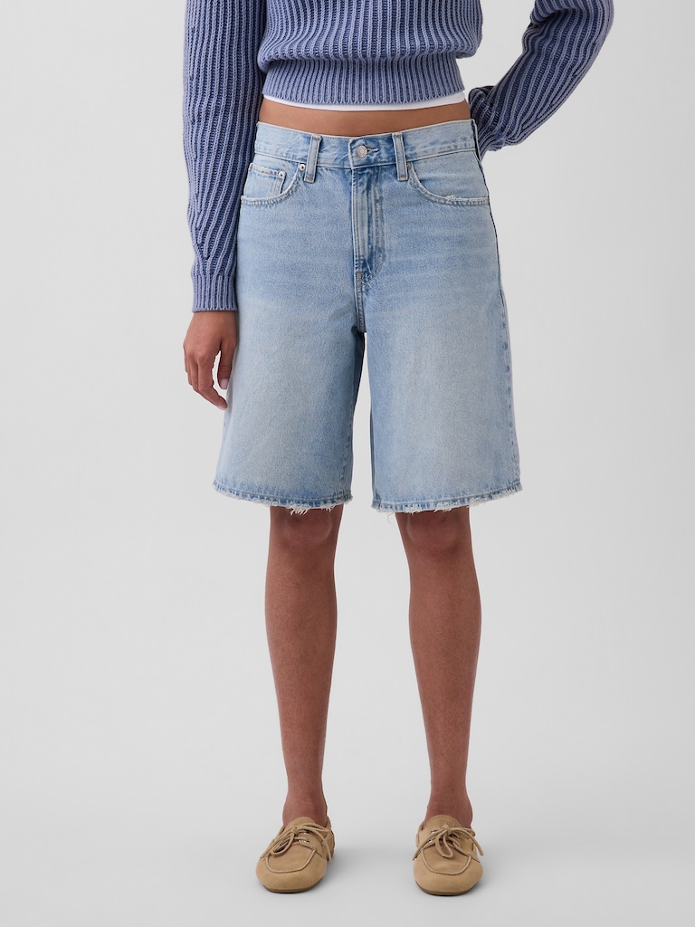 11" Mid Rise Longline Denim Shorts
