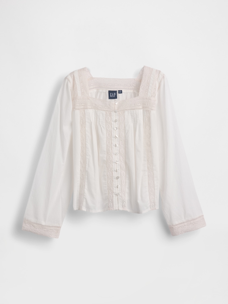 Lace-Trim Square-Neck Top