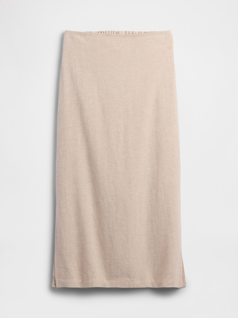 Linen-Blend Maxi Slip Skirt