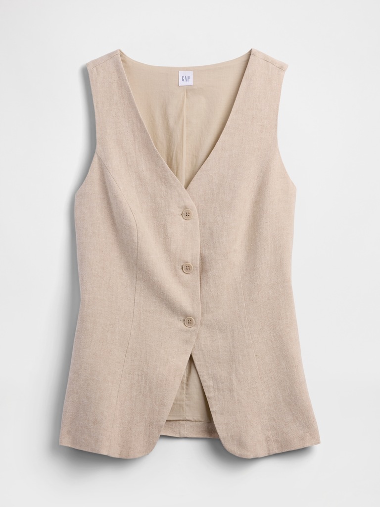 Longline Linen-Blend Vest