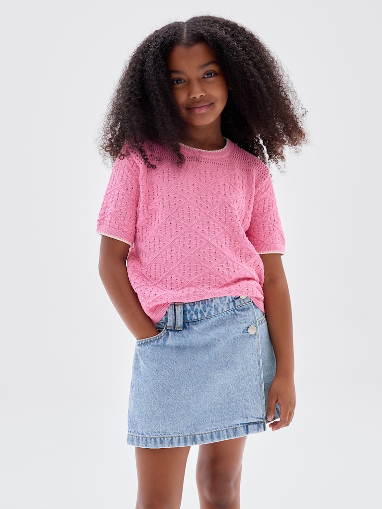 Kids Relaxed Mixed-Stitch Sweater Top