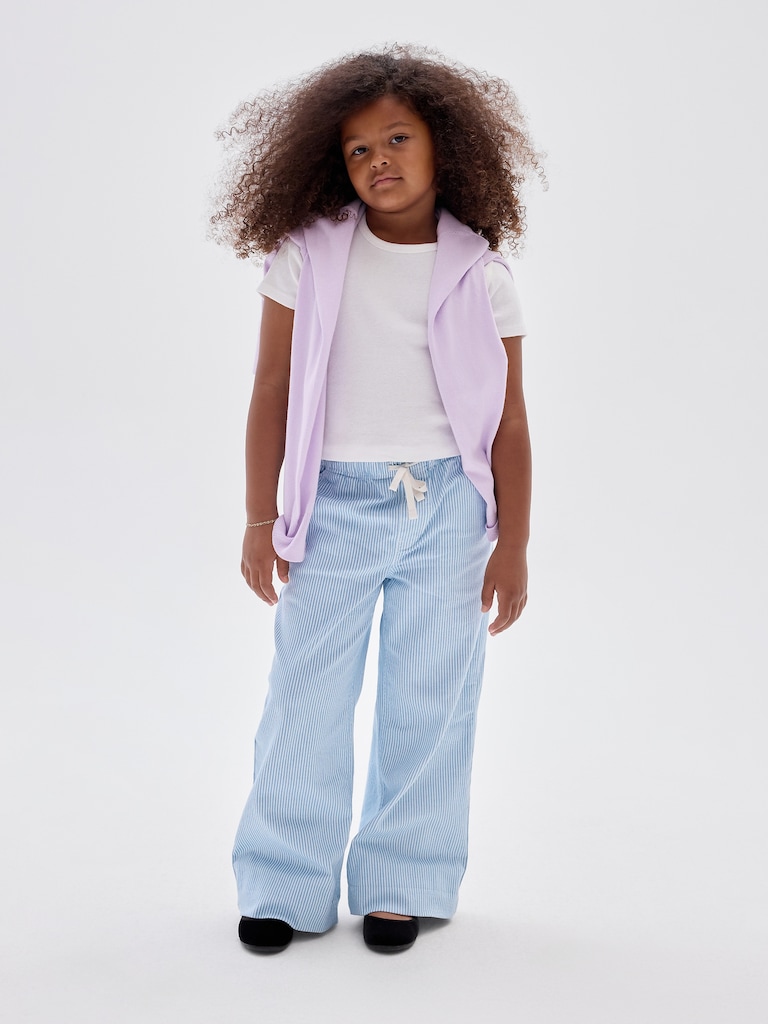 Kids Stripe Pull-On Wide-Leg Pants