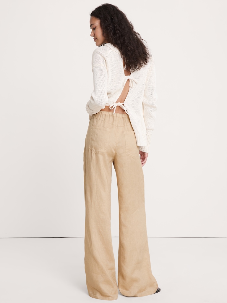 The Studio Wide-Leg Drawstring Pant in Linen
