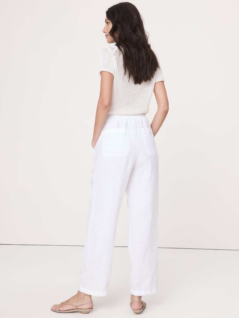 The Getaway Straight-Leg Pull-On Pant in Linen