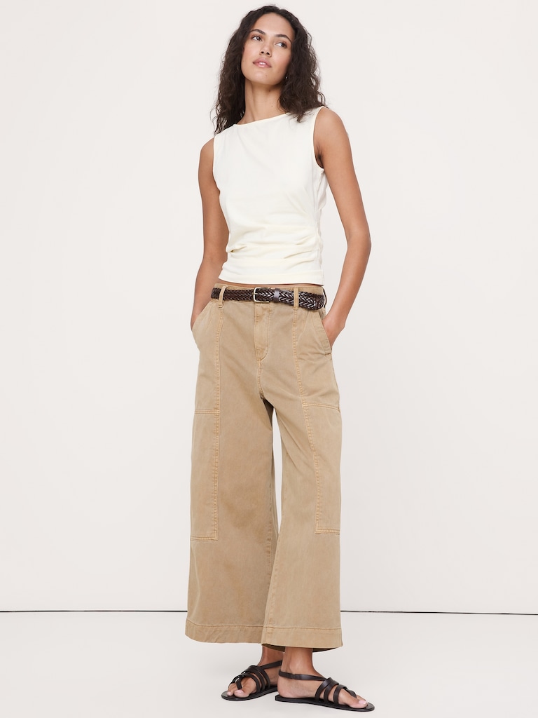 Vintage Cotton Ruched-Side Tank