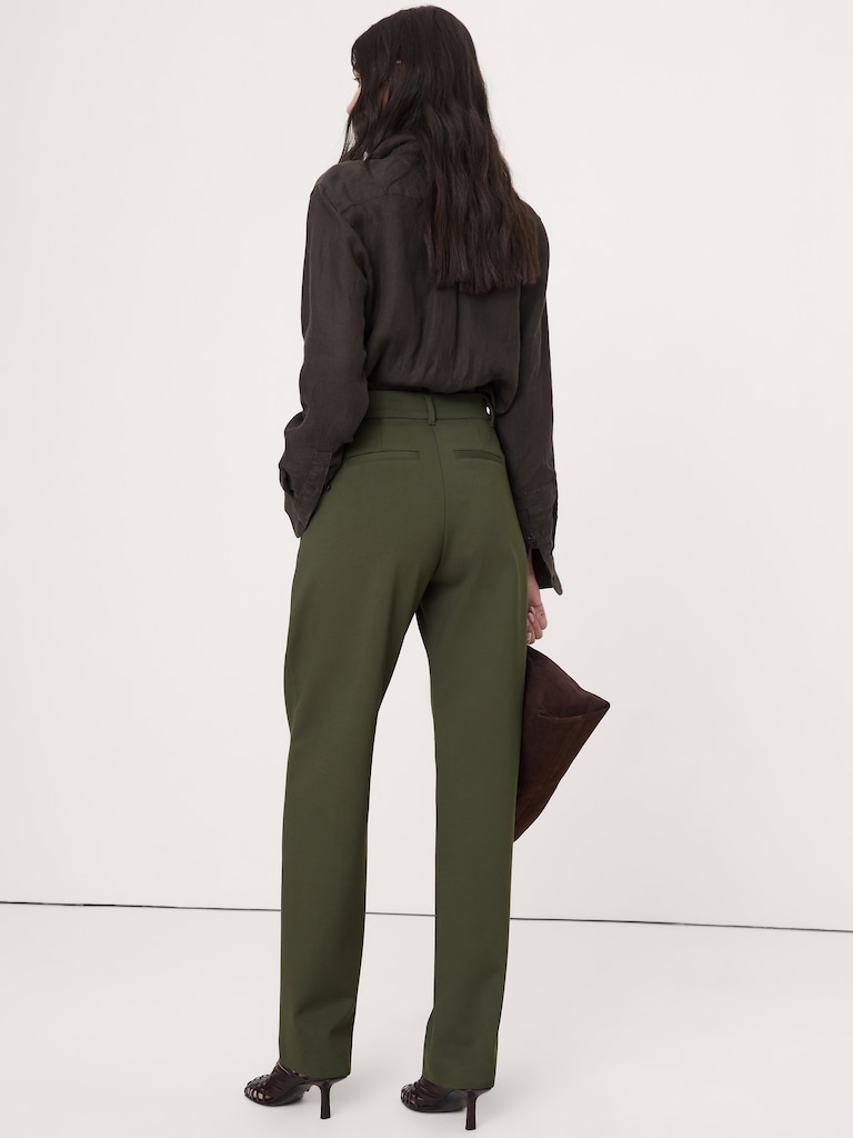 High-Rise Tapered Drapey Ponte Pull-On Pant