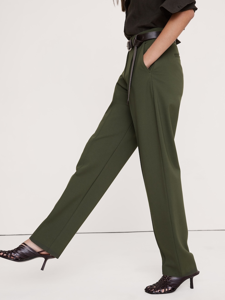 High-Rise Tapered Drapey Ponte Pull-On Pant