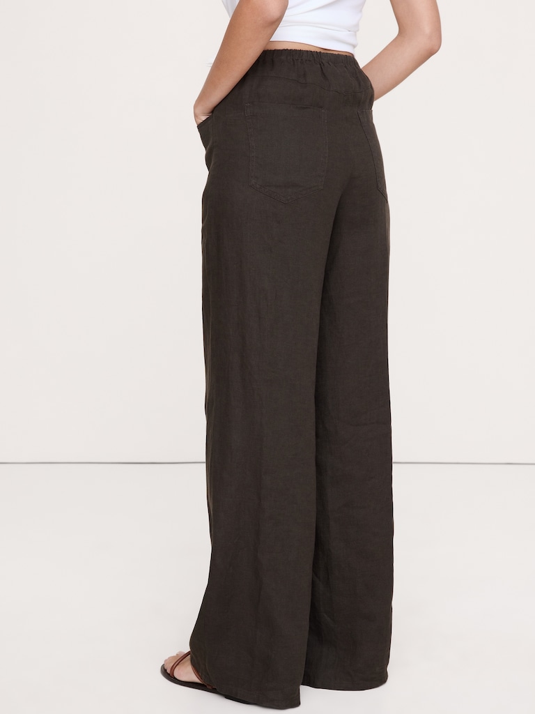 The Studio Wide-Leg Drawstring Pant in Linen