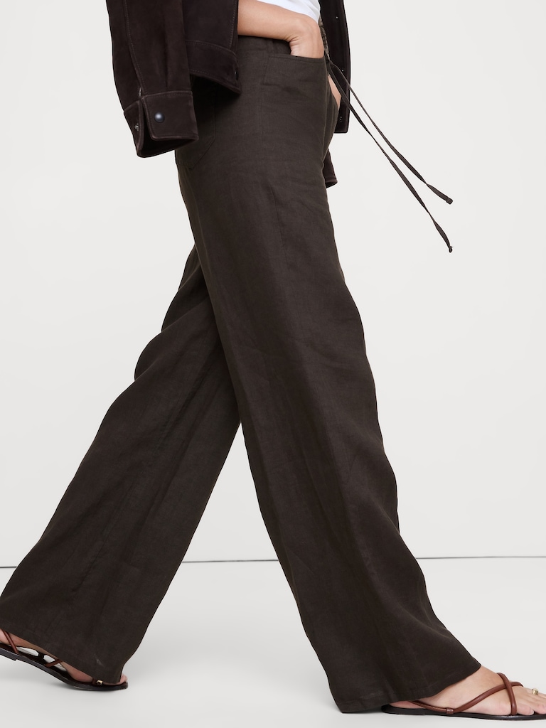 The Studio Wide-Leg Drawstring Pant in Linen