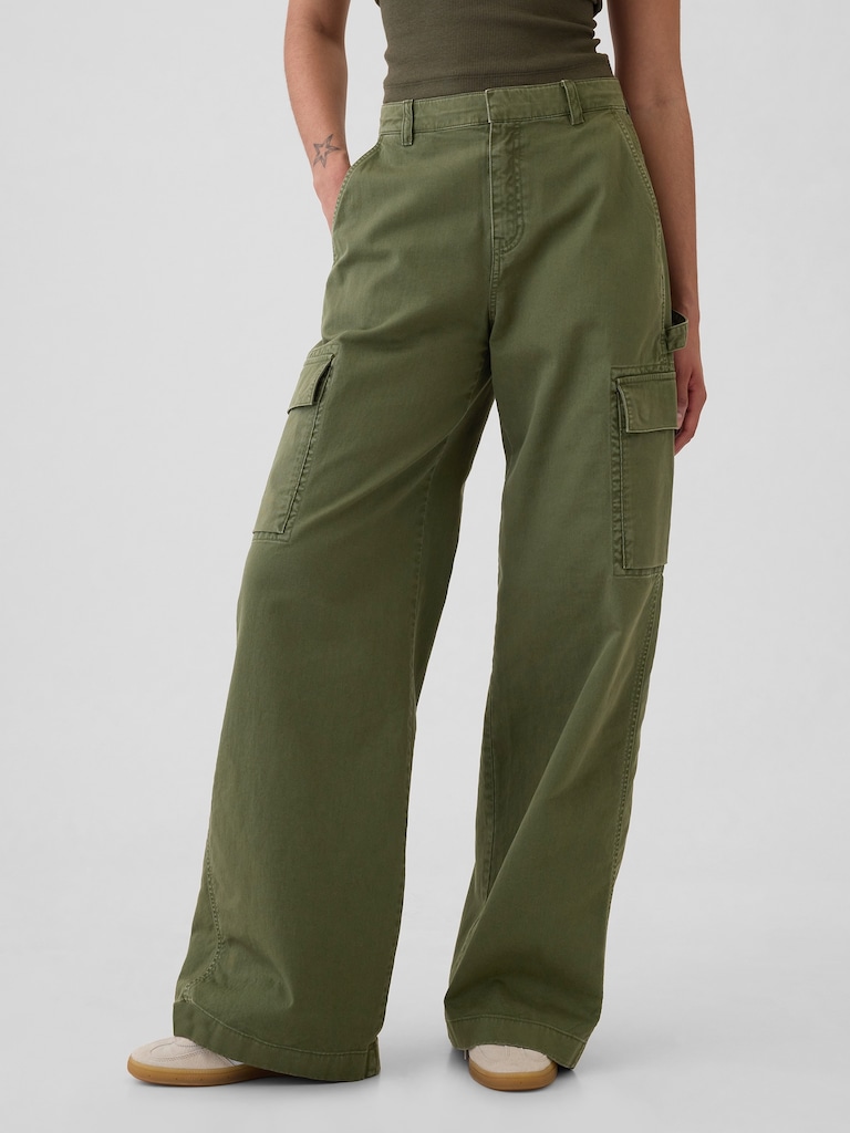Mid Rise Cargo Baggy Khakis