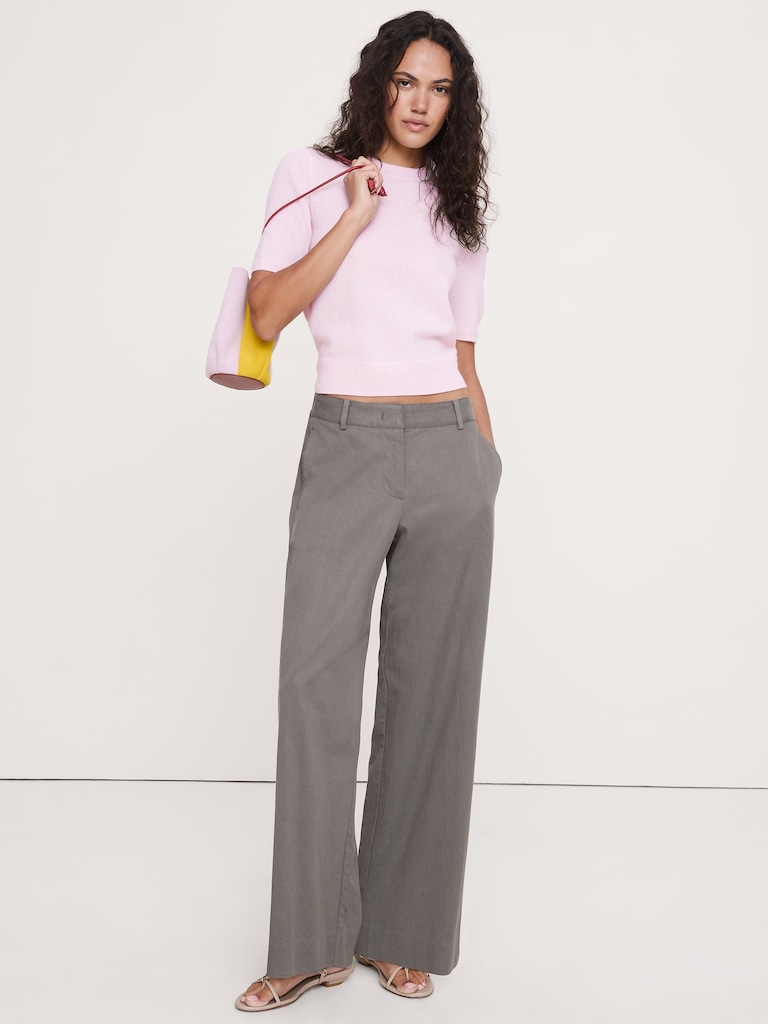 Lightweight Cashmere Short-Sleeve Sweater