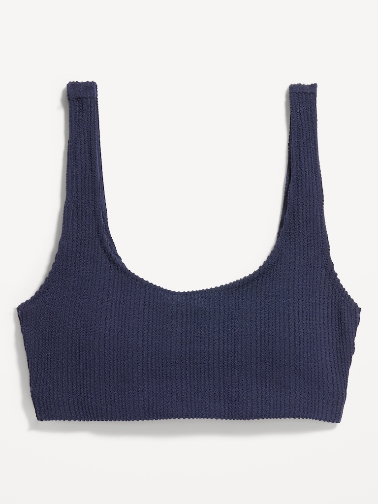 Ribbed Scoop-Neck Swim Top