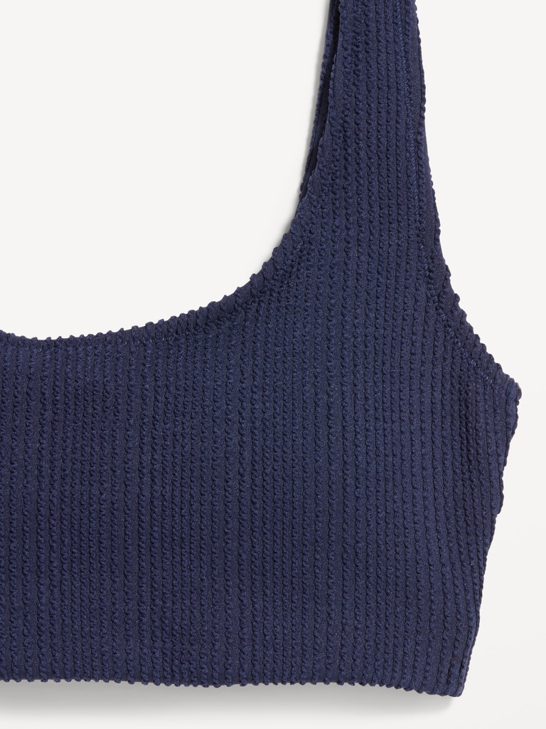 Ribbed Scoop-Neck Swim Top