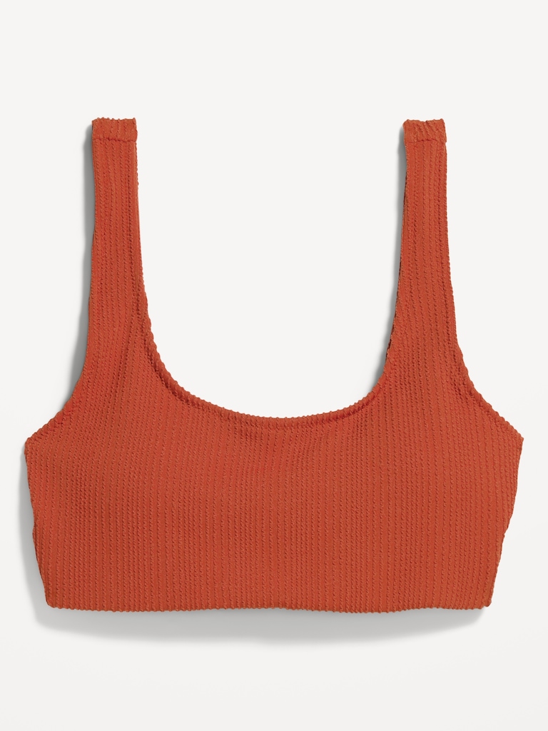 Ribbed Scoop-Neck Swim Top