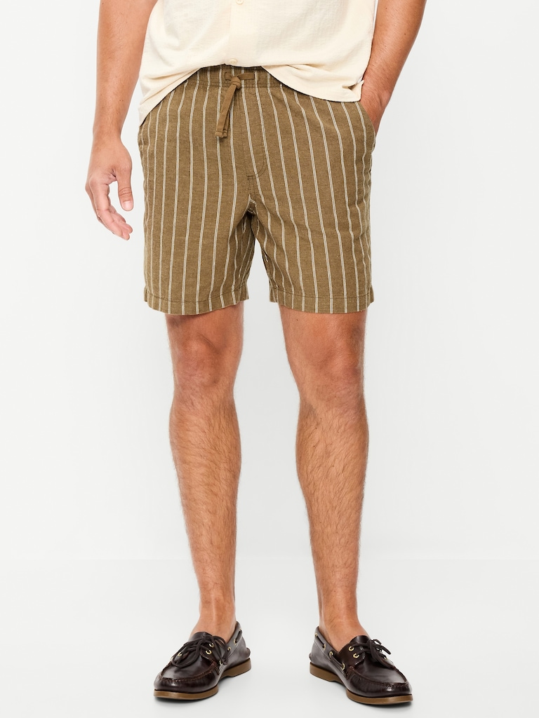 Linen-Blend Jogger Shorts -- 7-inch inseam