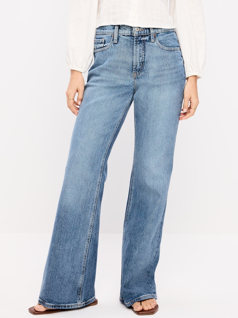 Mid-Rise Loose Boot-Cut Jeans