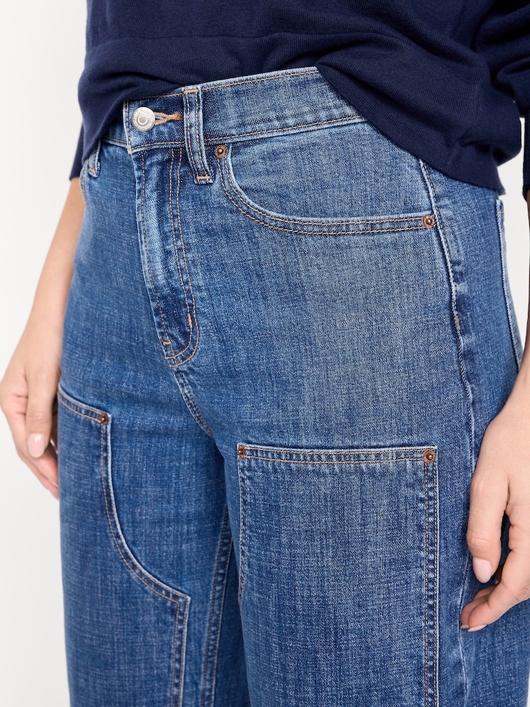 High-Waisted Baggy Barrel Utility Jeans