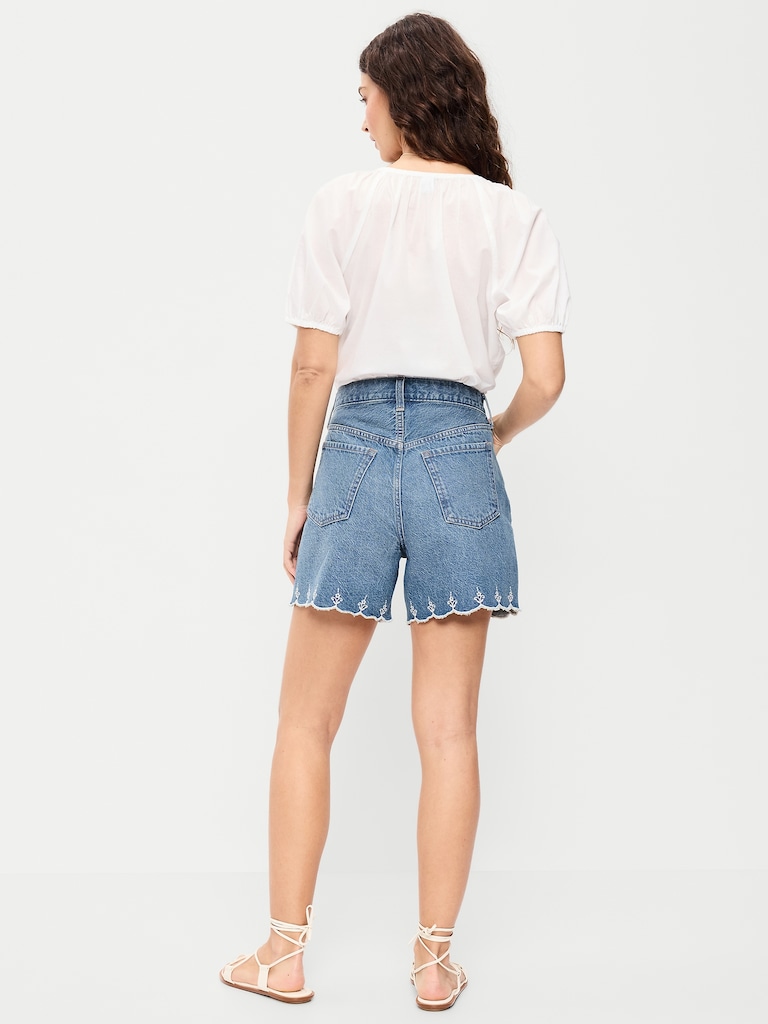 High-Waisted Baggy Jean Shorts -- 5-inch inseam