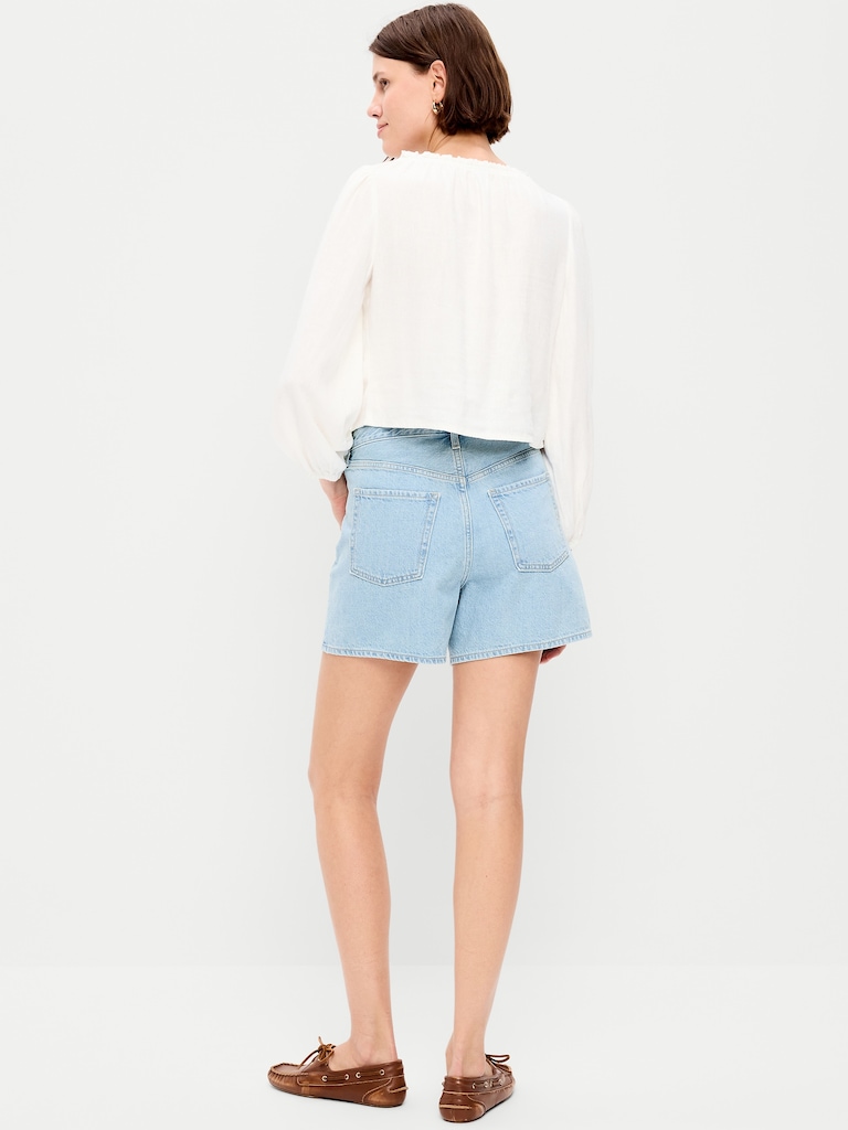 High-Waisted Wow Baggy Jean Shorts -- 5-inch inseam