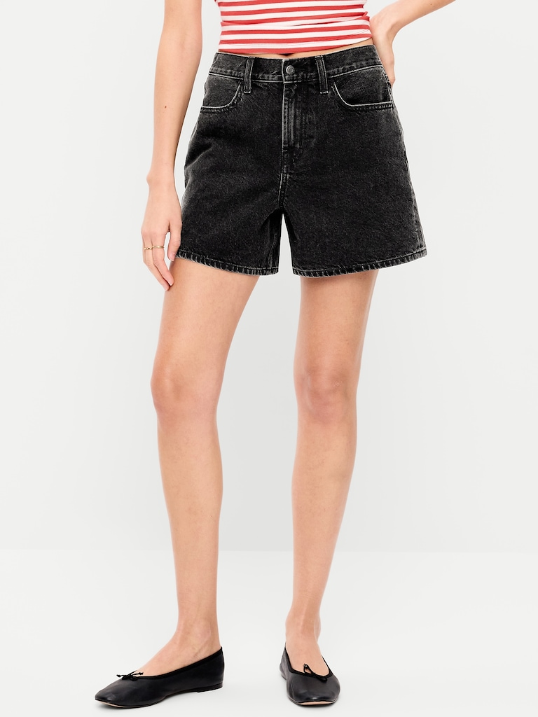 High-Waisted Wow Baggy Jean Shorts -- 5-inch inseam