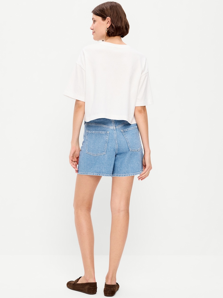 High-Waisted Wow Baggy Jean Shorts -- 5-inch inseam