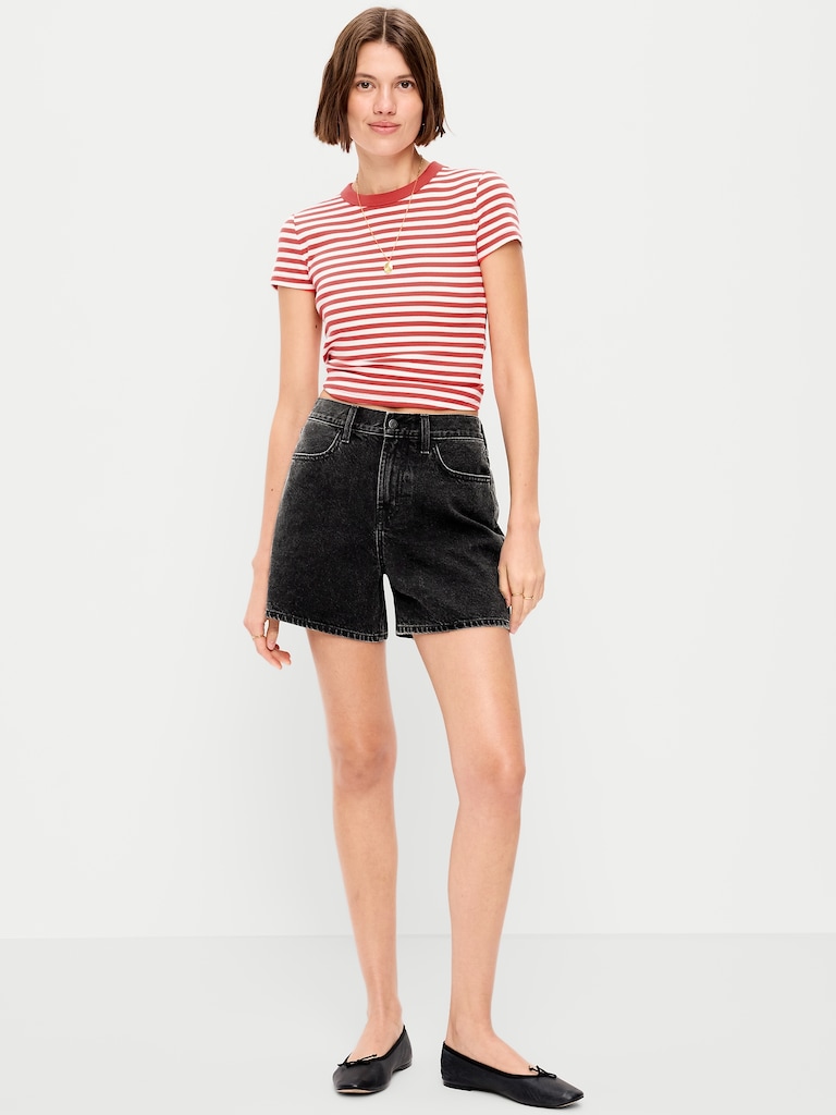 High-Waisted Wow Baggy Jean Shorts -- 5-inch inseam