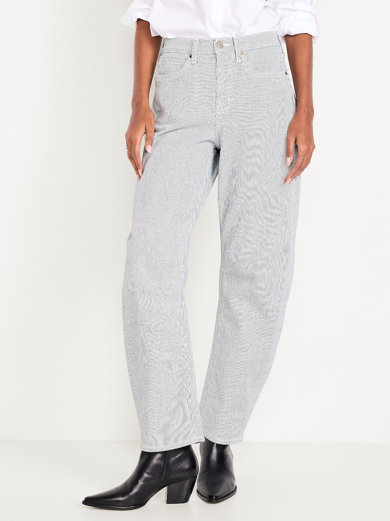 High-Waisted Baggy Barrel Jeans