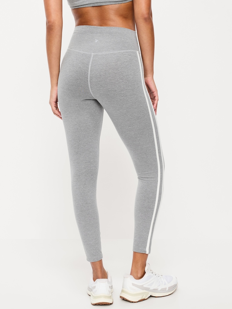 High-Waisted PowerChill Side-Striped 7/8 Cotton Leggings