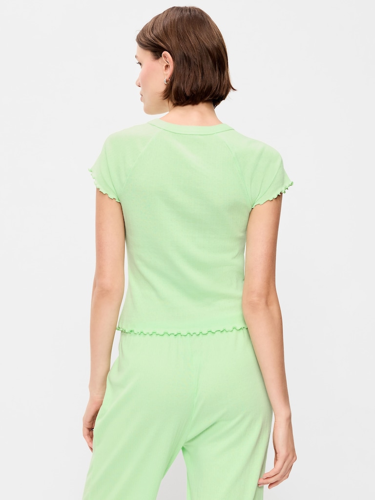 Short-Sleeve Pointelle Sleep Top