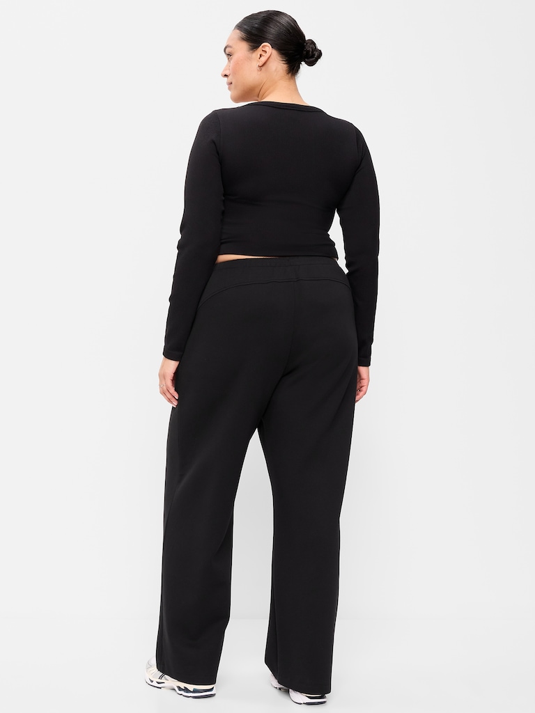 High-Waisted Dynamic Fleece Textured Wide-Leg Sweatpants