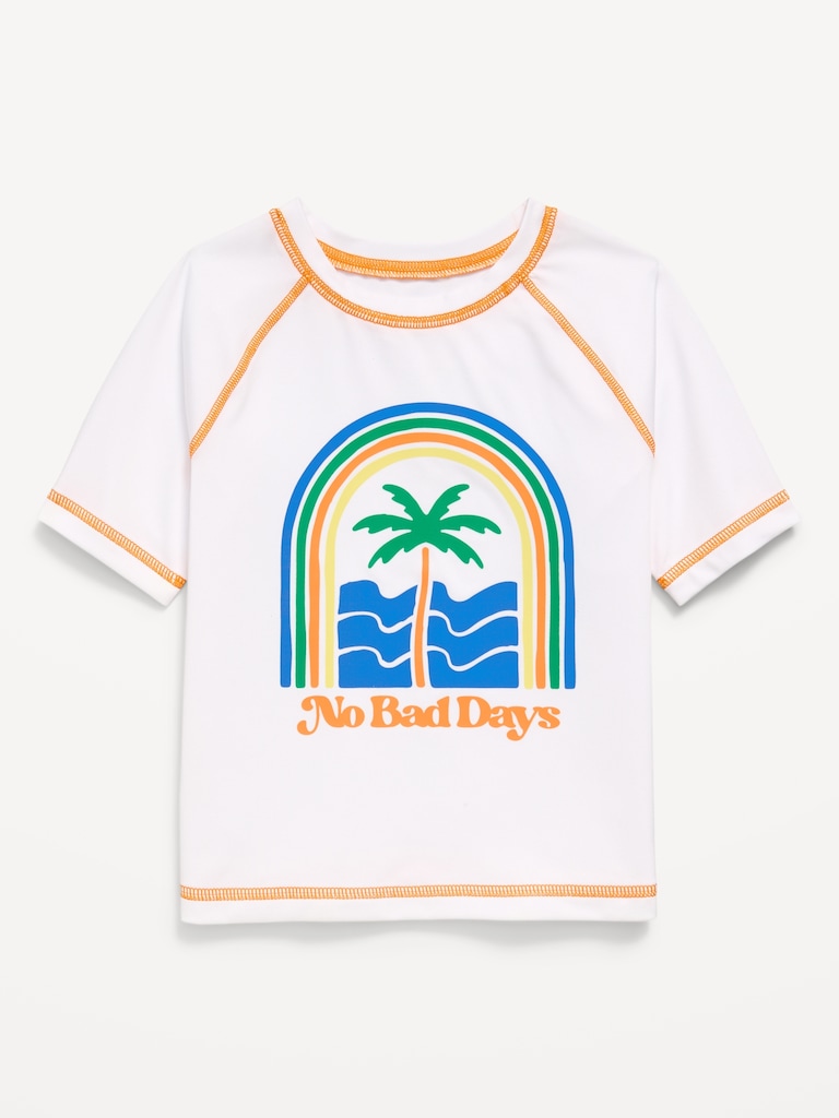Short-Sleeve Graphic Rashguard Swim Top for Toddler Boys