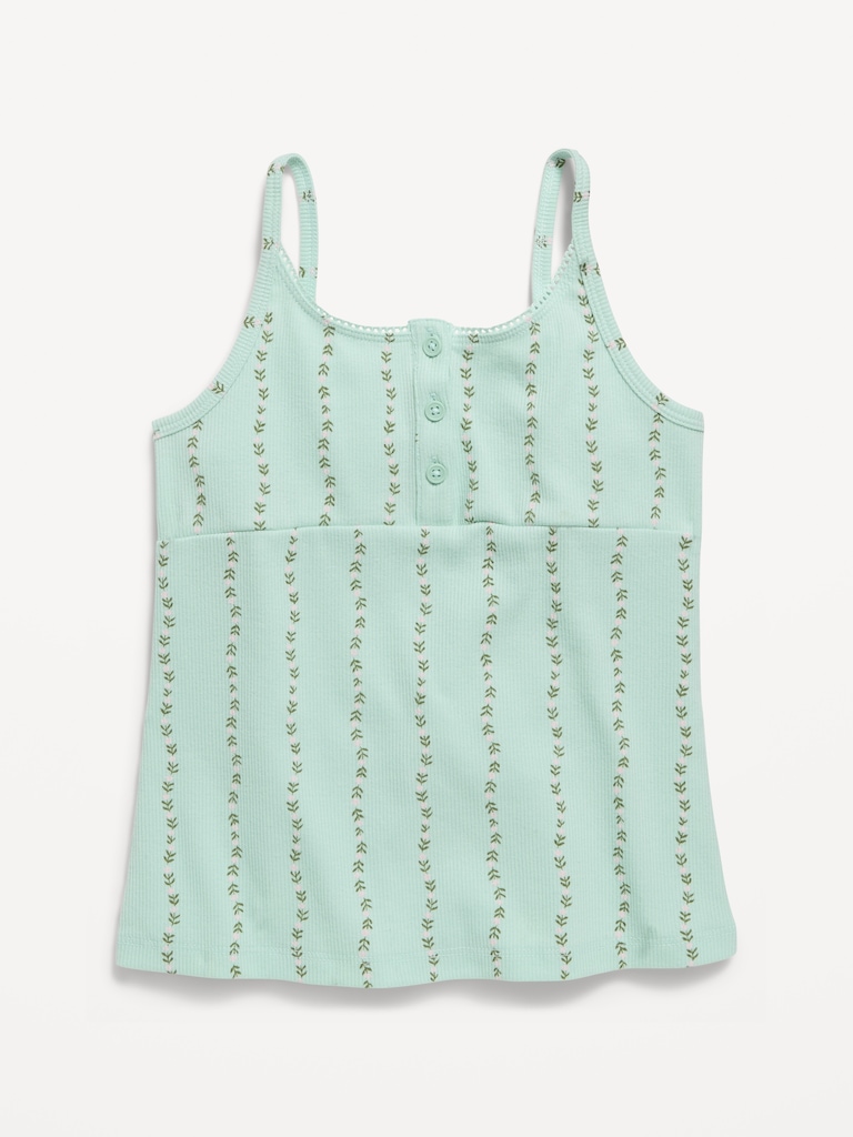 Fitted Printed Henley Tank Top for Girls