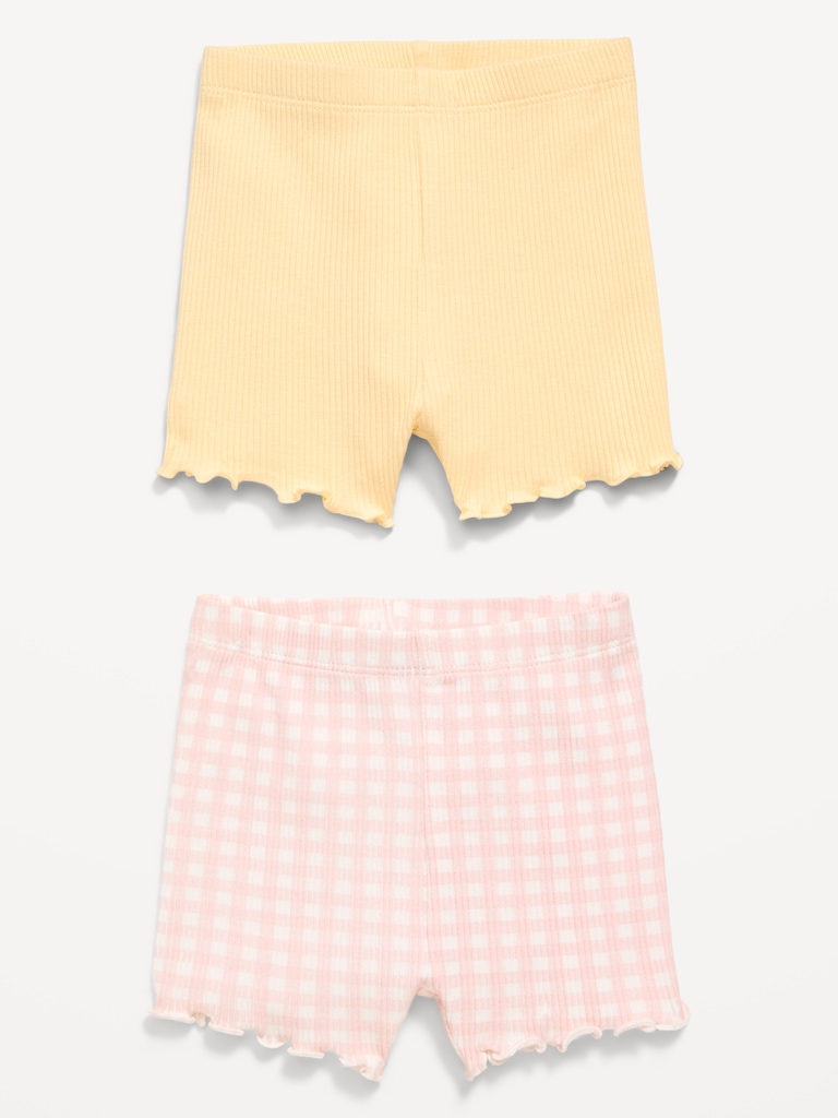 Ribbed Lettuce-Edge Biker Shorts 2-Pack for Baby