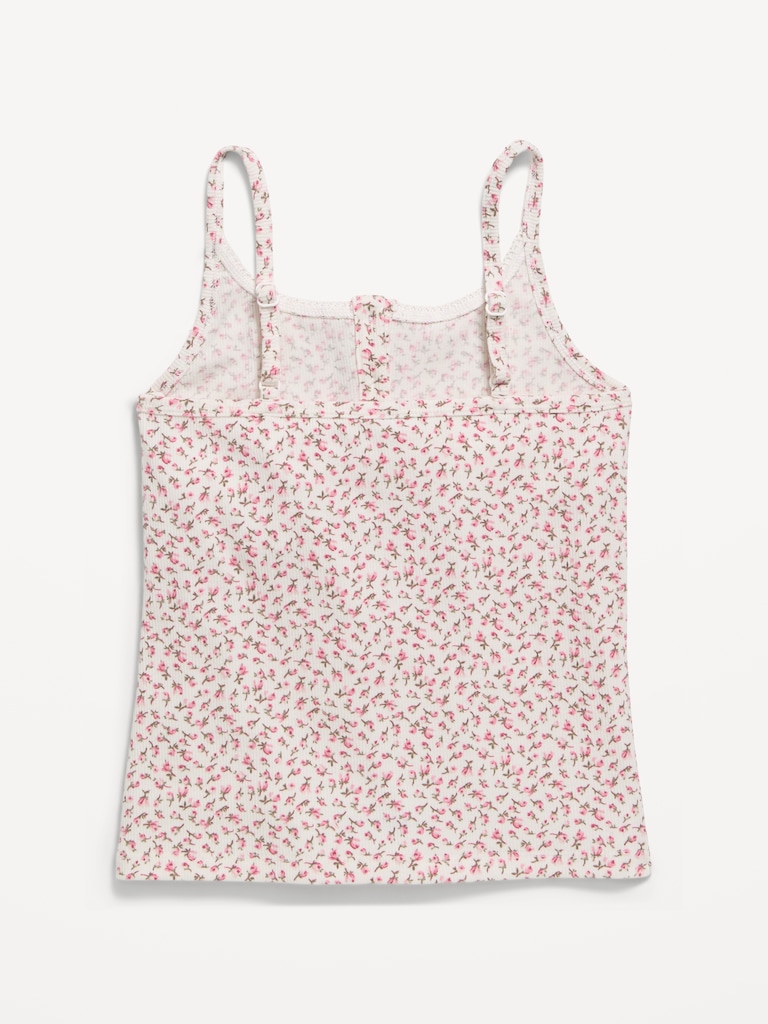 Fitted Printed Henley Tank Top for Girls