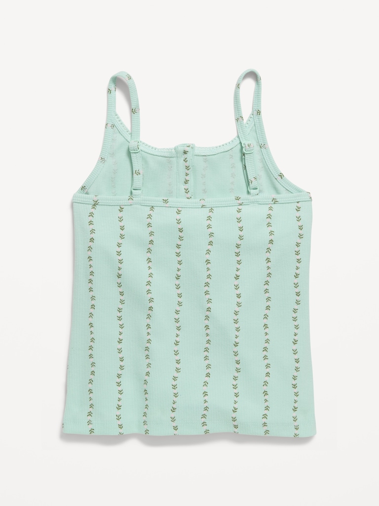 Fitted Printed Henley Tank Top for Girls