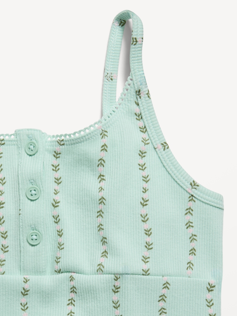 Fitted Printed Henley Tank Top for Girls