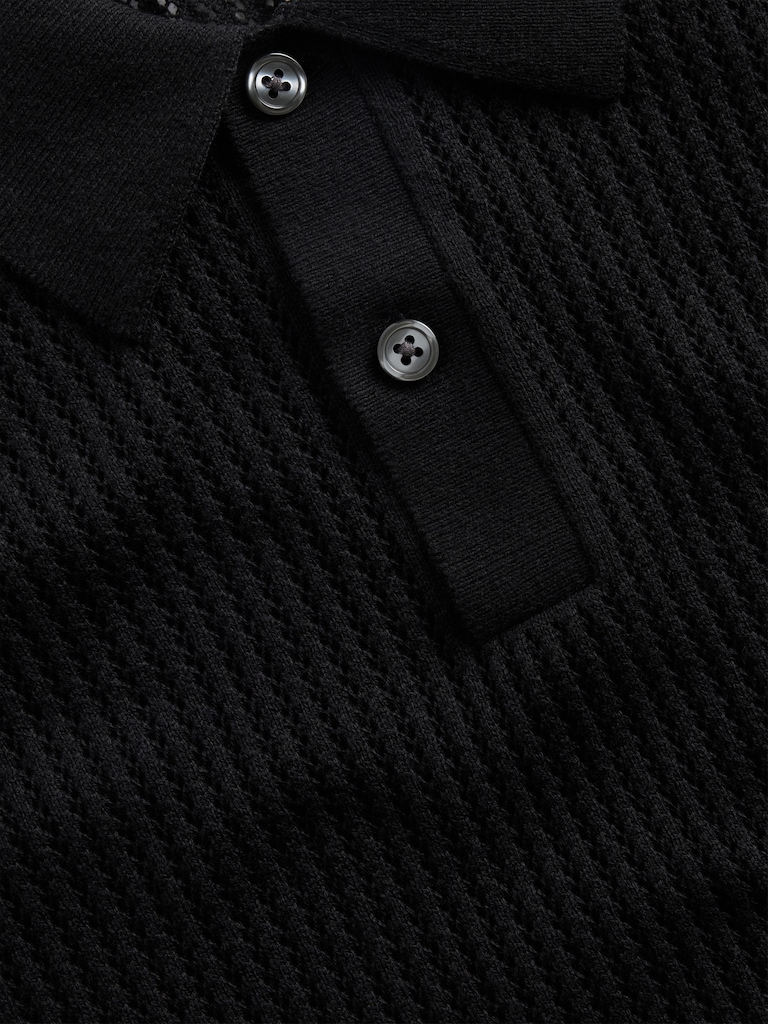 Crochet Sweater Polo Shirt