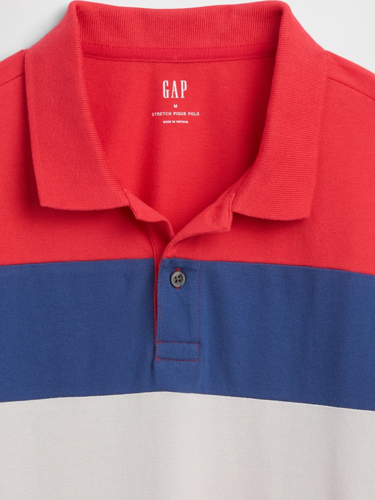 Colorblock Stretch Pique Polo Shirt