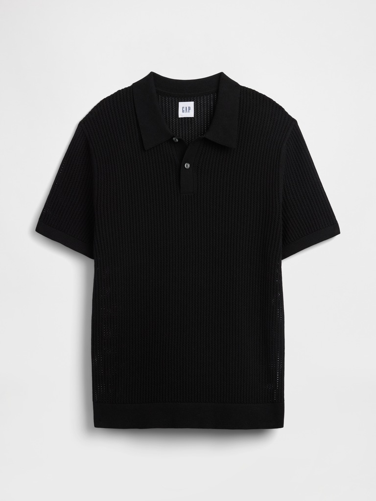 Crochet Sweater Polo Shirt