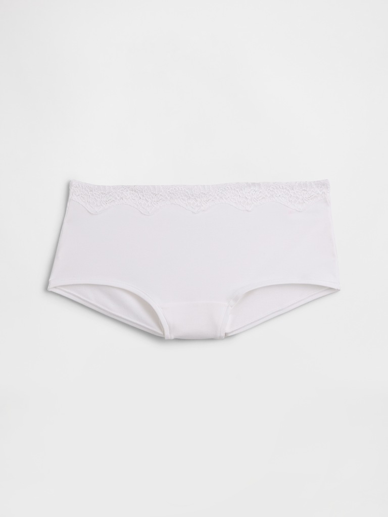 Organic Stretch Cotton Lace-Trim Shorty