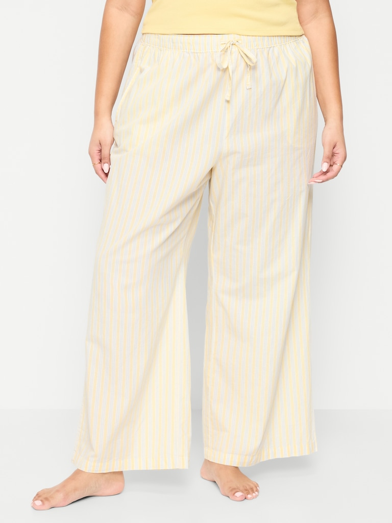 Poplin Wide-Leg Pajama Pants